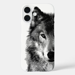 Coques iPhone 16 Loup noir et blanc