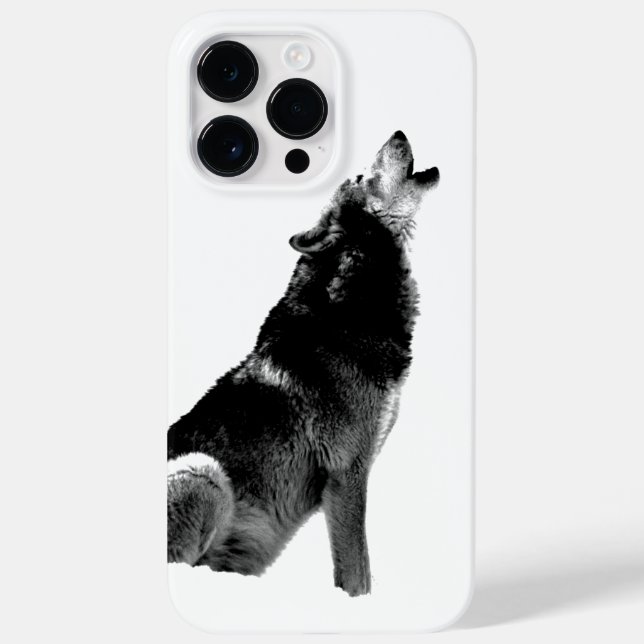 Coques Case-Mate iPhone Loup noir et blanc hurle à la lune (Verso)