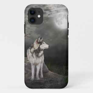 Coque Case-Mate iPhone Loup sous une pleine lune