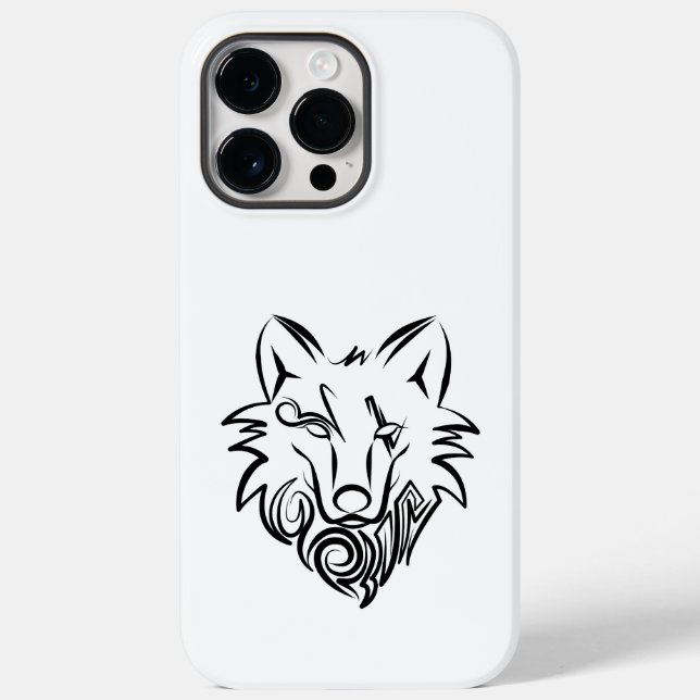 Coques Case-Mate iPhone Loup tribal noir et blanc (Verso)