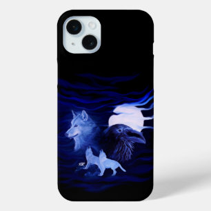 Coque Case-Mate iPhone Loups et corbeau avec pleine lune