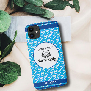 Case-Mate iPhone Case Loutre de canoë à motif rétro bleu clair Nom perso