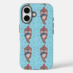 Coque Pour iPhone 16 Loutre de mer punk rock avec poisson Art animal