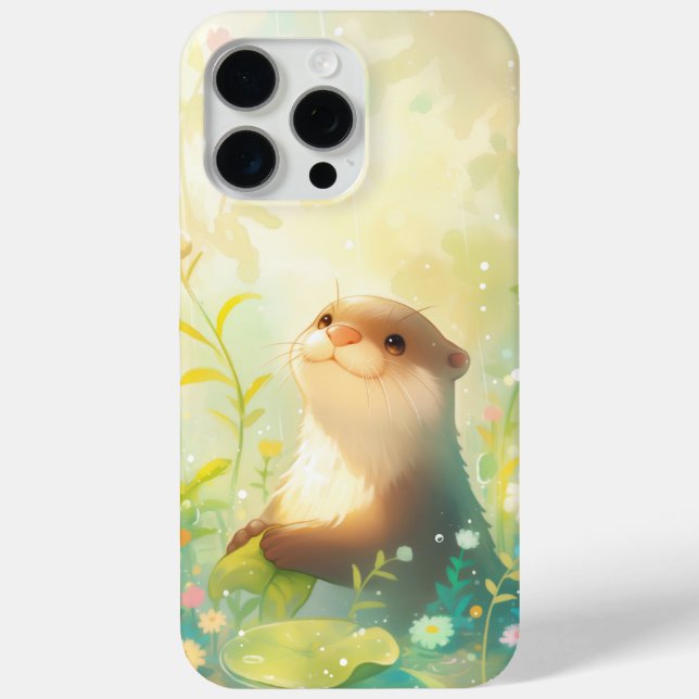 Coques Case-Mate iPhone Loutre joyeuse dans un monde floral pluvieux (Verso)