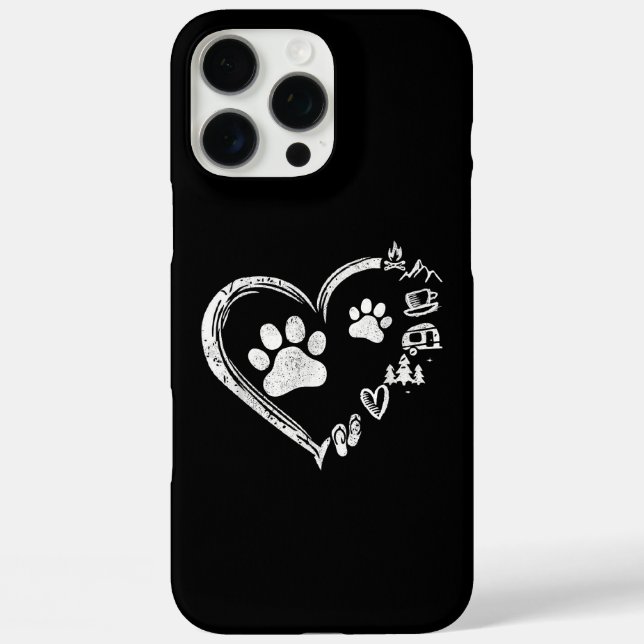 Coques Case-Mate iPhone Love Camping Chien Empreinte de patte Heart Flip F (Verso)