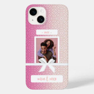Coque Case-Mate iPhone Love Couple Photo Gradient Pink Hearts Motif