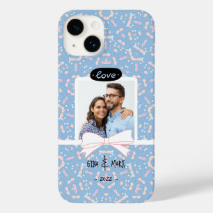 Coque Case-Mate iPhone Love Couple Photo Pink Bow Nom manuscrit