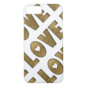 Coque iPhone 8/7 Love Gold Texte Word Elegant Golden Décoratif