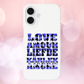 Coque Pour iPhone 16 Love Hearts Motif Bleu