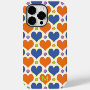 Coque Case-Mate iPhone Love Hearts & motif Pois en Blue & Orange