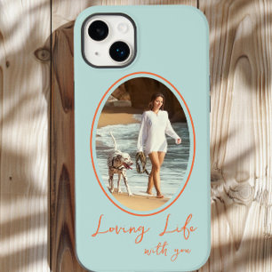 Coque Case-Mate iPhone Love Life with You Mint Orange Oval Photo encadrée