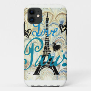 Case-Mate iPhone CASE LOVE PARIS PASTEL BLUE HEARDS AND EIFFEL PRINT