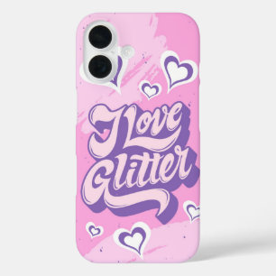 Coque Pour iPhone 16 Love Parties scintillant - Y2K Girly Heart Aesthét