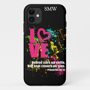 Etui iPhone Case-Mate Love Proverbes Bible Verse Neon Paint Splatter