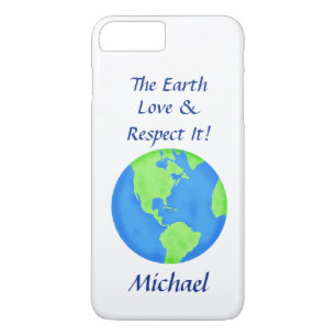 Coque iPhone 7 Plus Love Respect Earth Globe Nom Personnalisé