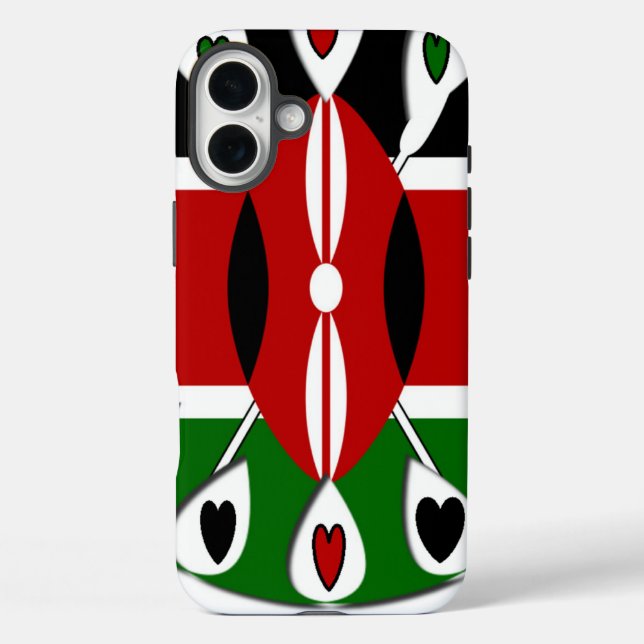 Coques Case-Mate iPhone Lovely Hearts Kenya : Drapeau Art Motif (Verso)