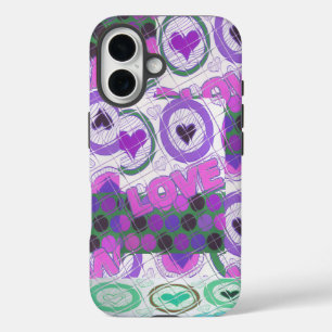 Coques iPhone 16 Lovely Love Heart Motif Art Imprimer