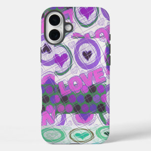 Coques iPhone 16 Plus Lovely Love Heart Motif Art Imprimer
