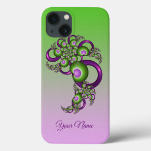 Case-Mate iPhone Case Lovely Rose Green Hearts Nom fractal Abstrait
