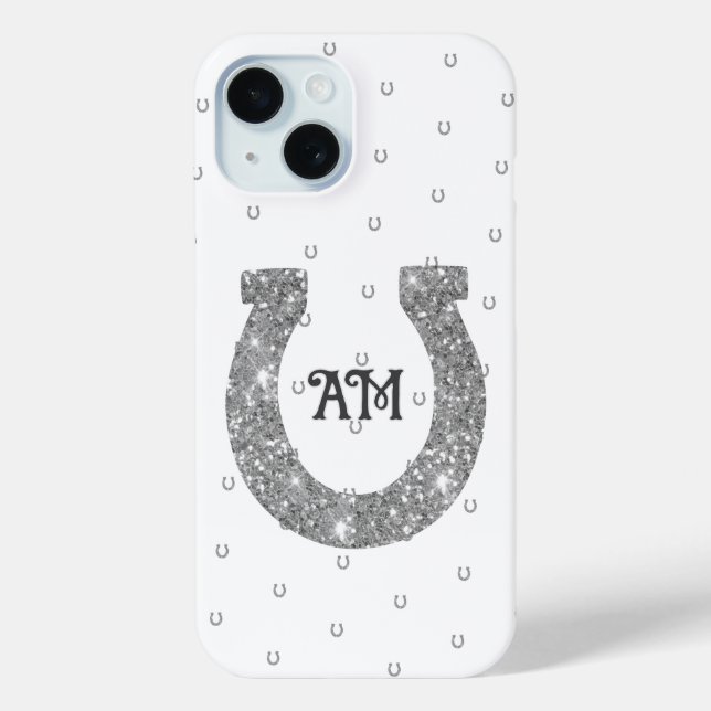 Coques Case-Mate iPhone Lucky Silver Parties scintillant Horseshoe Nom Ini (Verso)