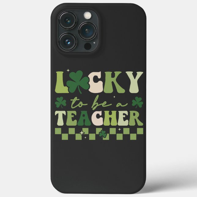 Coques Case-Mate iPhone Lucky To Be Teacher Super Retro St Patrick's Day (Verso)