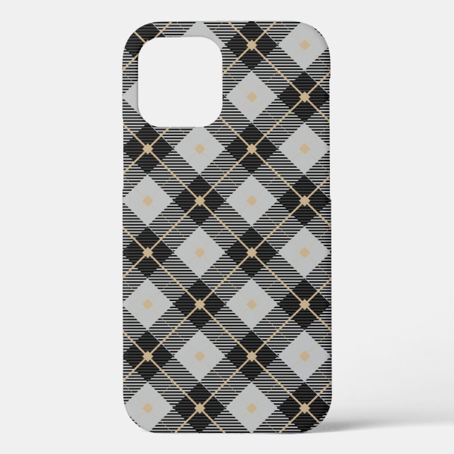 Coques Case-Mate iPhone Lumberjack Black Gris Plaid Motif (Verso)
