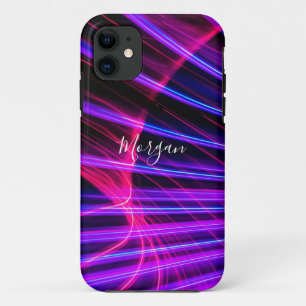 Case-Mate iPhone Case Lumière Courbe Colorée, Nom DIY, Écriture Blanche