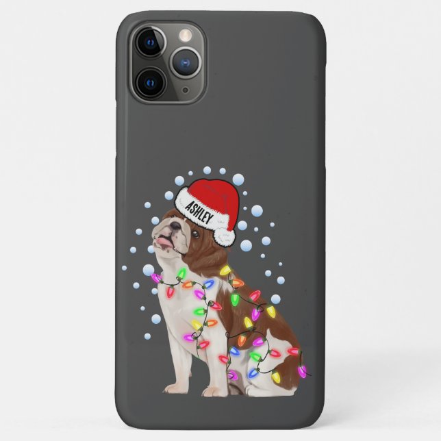 Coques Case-Mate iPhone Lumière de Noël avec vibe de chien Bouledogue Angl (Dos)