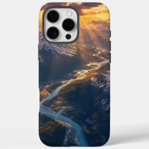 Coque iPhone 16 Pro Max Lumière dorée sur la rivière alpine