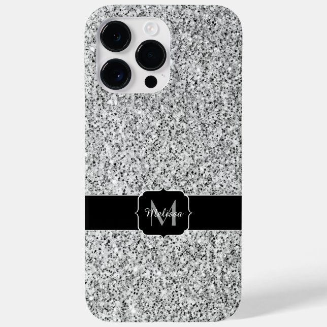 Coques Case-Mate iPhone Lumière grise argentée scintille paillettes Monogr (Verso)