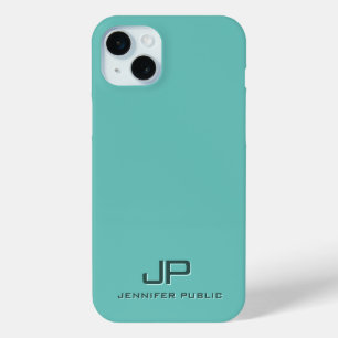 Coque Case-Mate iPhone Lumière Turquoise Élégant Monogramme Modèle Modern