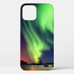 Coque iPhone 12 Lumière verte des lumières du Nord de l'Alaska