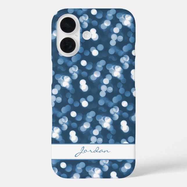 Coques Case-Mate iPhone Lumières à étincelle bleu Dusty avec nom Fille Gla (Verso)
