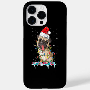 Coque Case-Mate iPhone Lumières de sapin de Noël Pug Santa Cadeaux de Noë