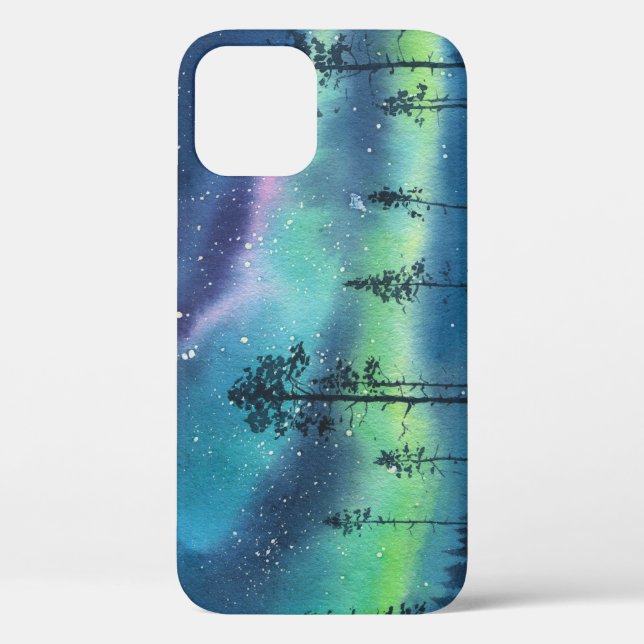 Coques Case-Mate iPhone Lumières du Nord, aquarelle (Verso)
