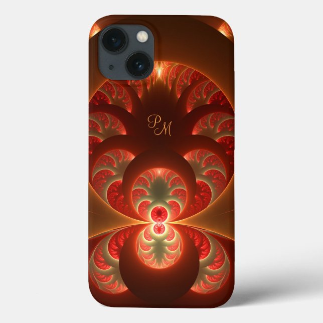 Coques Case-Mate iPhone Lumineuse abstrait moderne fractal Art Initiales (Verso)