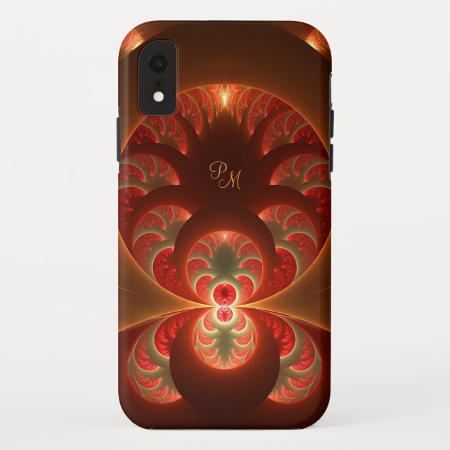 Coques Case-Mate iPhone Lumineuse abstrait moderne Fractal Art Monogramme (Dos)