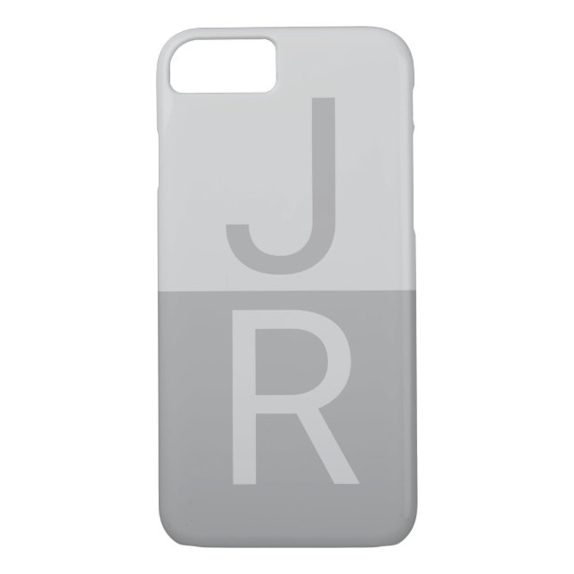 Coques Case-Mate iPhone Lumineuses Gris & Gris Initiales Modernes Monogram (Dos)