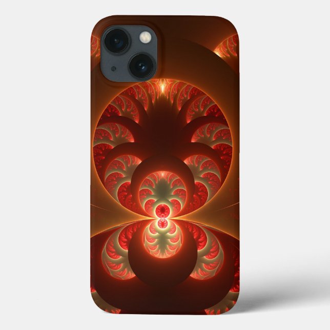 Coques Case-Mate iPhone Lumineux abstrait moderne orange rouge Fractale (Verso)
