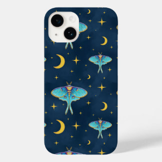 Coque Case-Mate iPhone Luna Moth Céleste Lunes et étoiles Marine