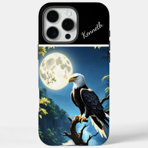 Coque iPhone 16 Pro Max Lune bleue et aigle nocturne