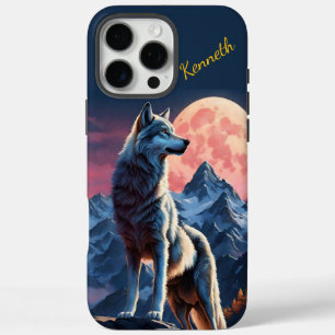 Coque iPhone 16 Pro Max Lune brille sur le loup hurlant