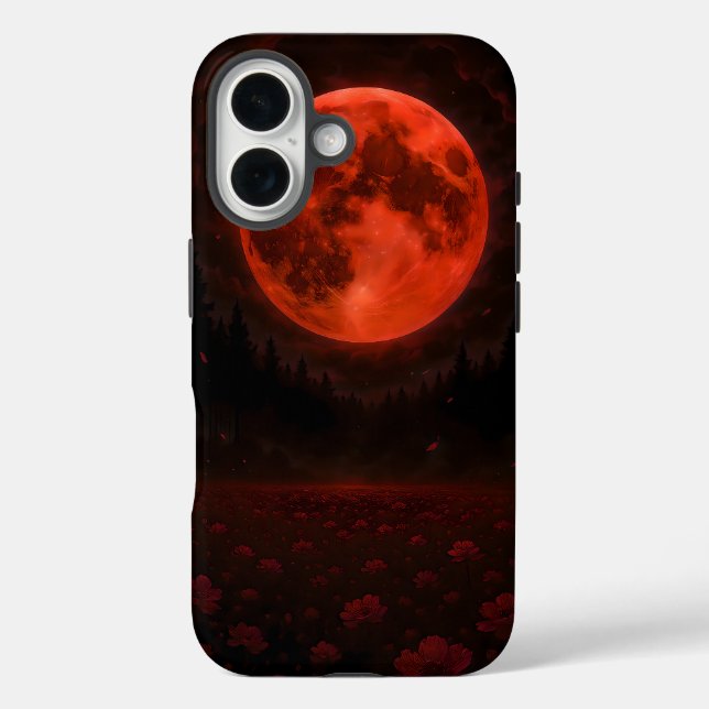 Coques Case-Mate iPhone Lune cramoisie sur le champ silencieux (Verso)