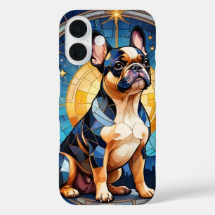 Coque Pour iPhone 16 Lune et étoiles de verre de Bulldog français