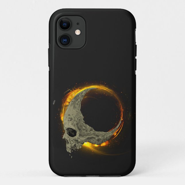 Coques Case-Mate iPhone Lune rétro mort brûlant le crâne en feu (Dos)