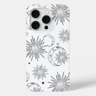 Coque Case-Mate iPhone Lune Soleil & Étoiles Fantaisie Noir & Blanc