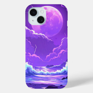 Coque Case-Mate iPhone Lune violette sur la mer – Ciel nocturne de rêve p