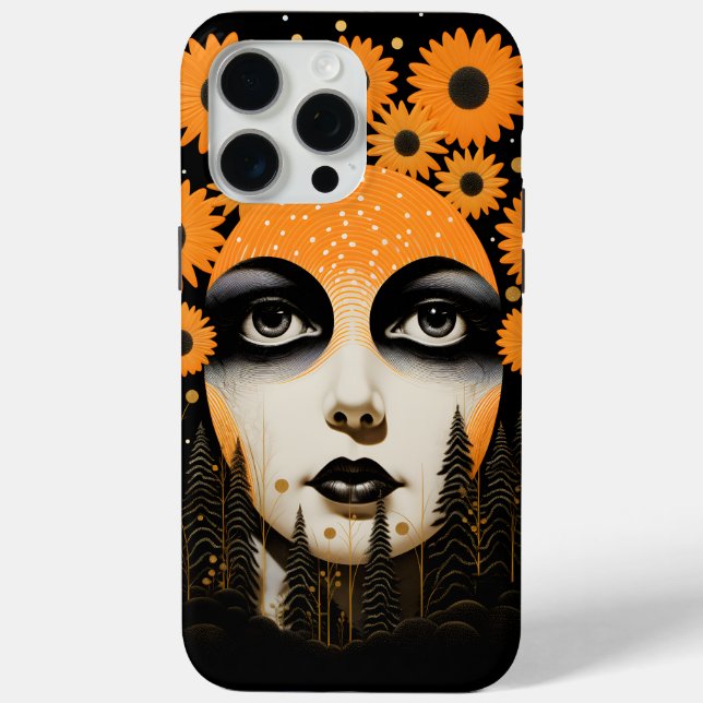 Coques Case-Mate iPhone Lune Yeux Orange Floral (Verso)