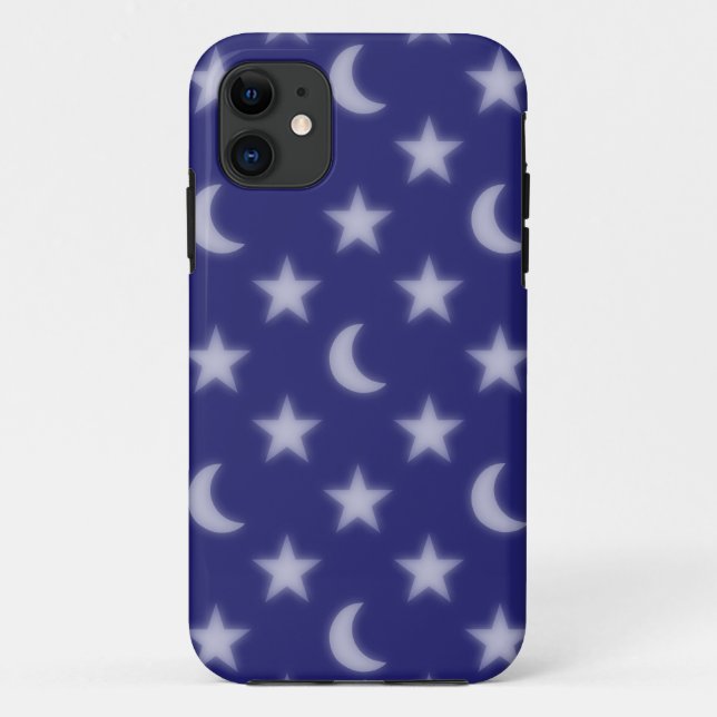 Coques Case-Mate iPhone Lunes bleues et étoiles motif (Dos)