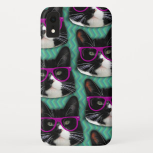 Coque Pour iPhone XR Lunettes amusantes Tuxedo Chat Motif amusant
